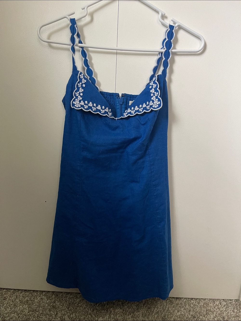 Abercrombie & Fitch Cobalt Blue Embroidered Strap Mini Dress